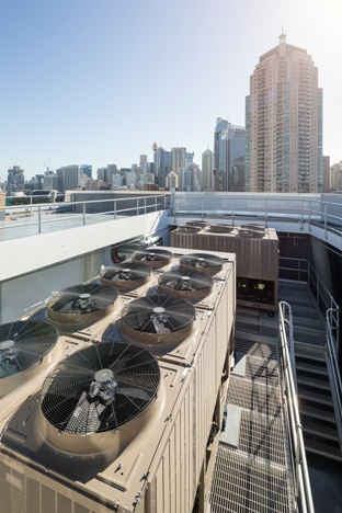 Energy efficient central plant is one of the building’s many sustainability features